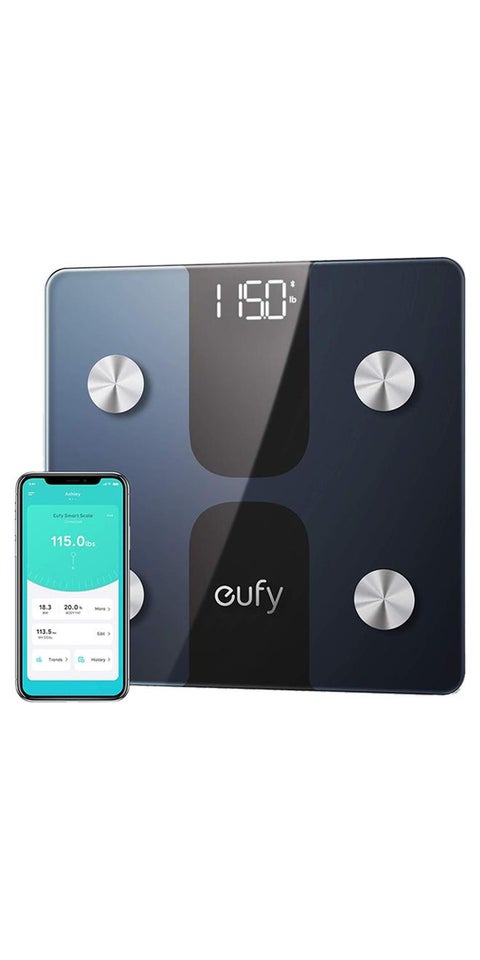 eufy Smart Scale C1 with Bluetooth, Body Fat Scale, Wireless Digital Bathroom Scale, 15 Measurements, Weight/Body Fat/BMI, Fitness Body Composition Analysis, Black, lbs/kg
