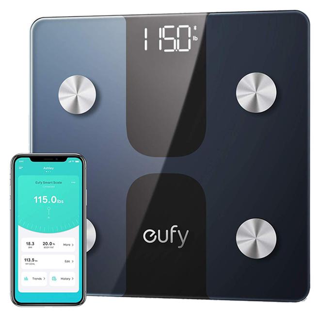 eufy Smart Scale C1 with Bluetooth, Body Fat Scale, Wireless Digital Bathroom Scale, 15 Measurements, Weight/Body Fat/BMI, Fitness Body Composition Analysis, Black, lbs/kg - Image 1