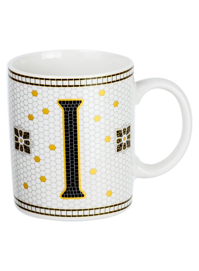 Shallow Letter Printed Porcelain Tea And Coffee Mug Multicolour  - Image 1