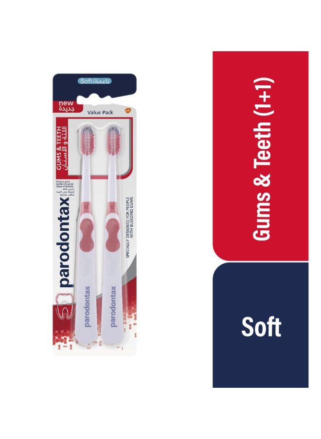 بارودونتاكس طقم فرش أسنان لينة من قطعتين متعدد الألوان