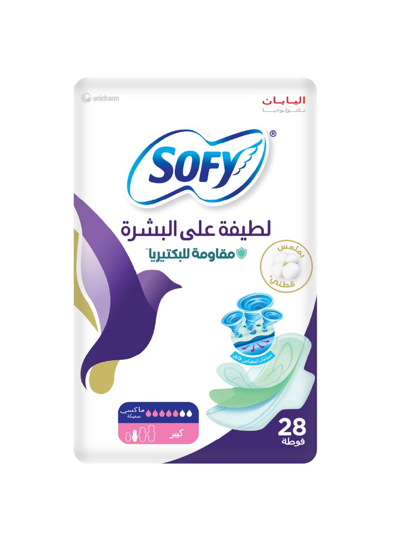 Sofy Gentle To Skin Anti-Bacterial Slim Large Pads With Wings Pack of 28 White - Image 2