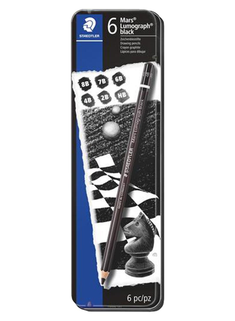 ستدلر مجموعة أقلام رصاص مارس لوموجراف من 6 قطع أسود - Image 1