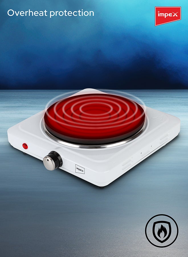 Electric Single Hot Plate - Stainless Steel Sole Plate, Overheat Protection, 5 Heat Levels, Compact Design 1500 W ‎HP 102 White - pnsku/N34018776A/45/_/1711013265/d09f2d4c-ef6e-47b9-8acb-6edc3b30f782