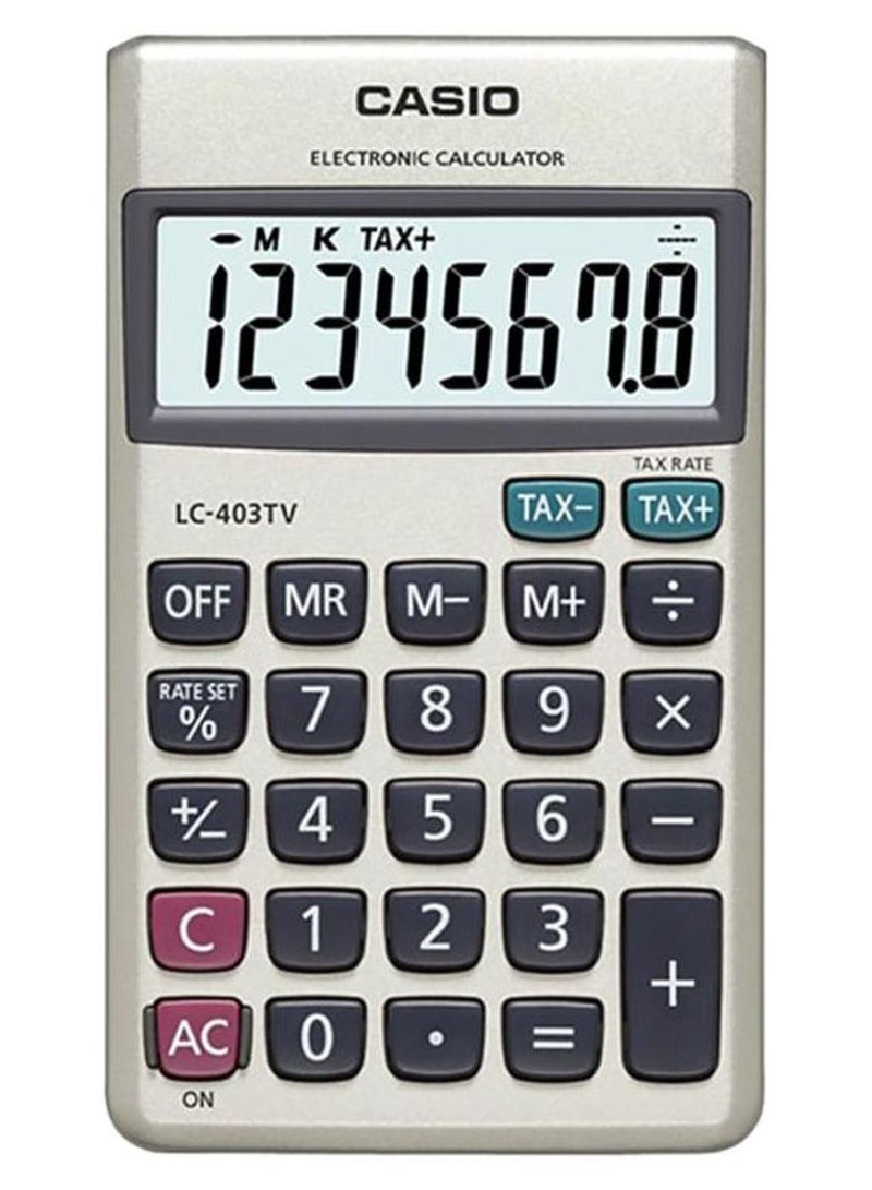 CASIO Portable Calculator With Metal Faceplate LC-403TV-W-DP Silver