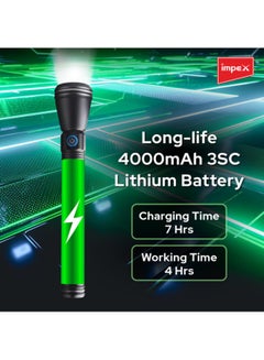 Impex Rechargeable LED Handheld Flashlight Torch Black/Clear 261mm  - Image 2