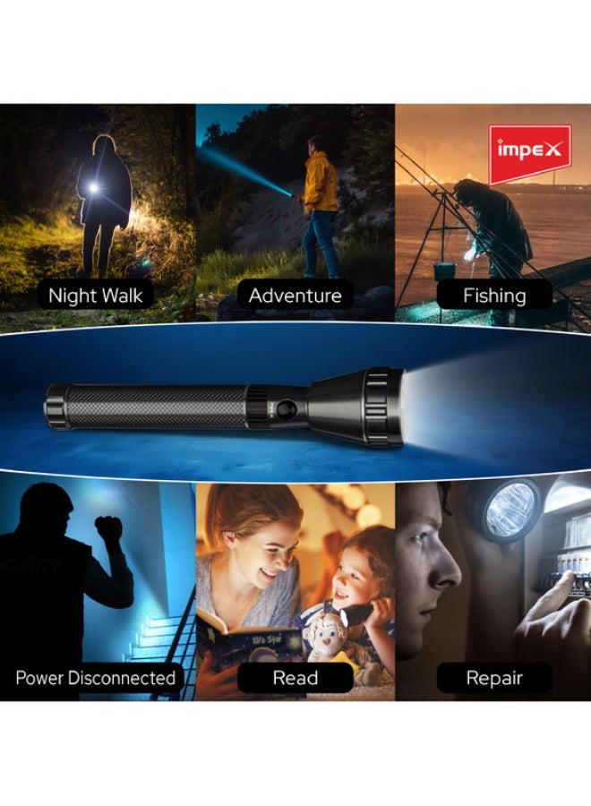 Impex 4-Piece Rechargeable LED Handheld Flashlight Torch Black 219mm  - Image 2