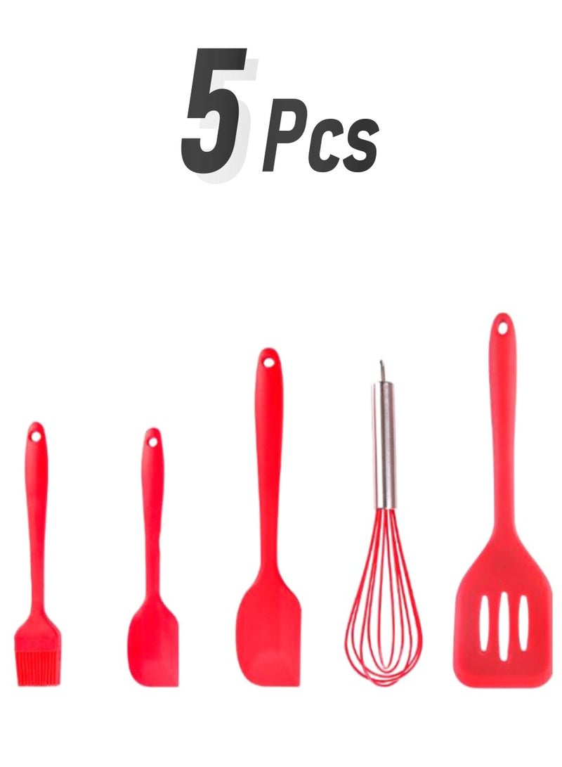 5-Piece Heat-Resistant Utensil Set Red - Image 1