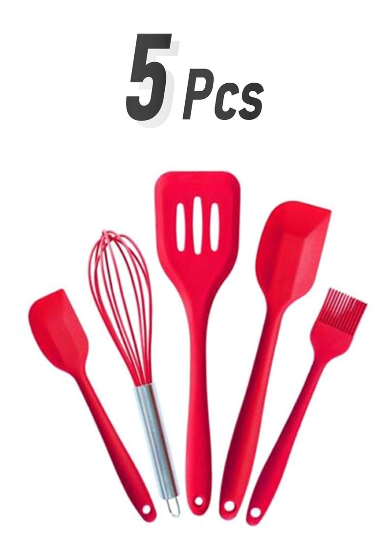 5-Piece Heat-Resistant Spatula Utensil Set Red - Image 1