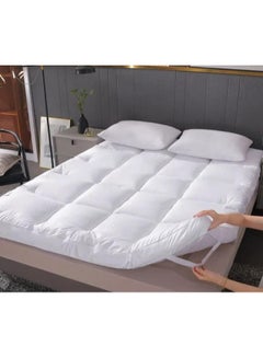 Generic Cotton Queen Size Mattress Topper Cotton White 160x200cm  - Image 2