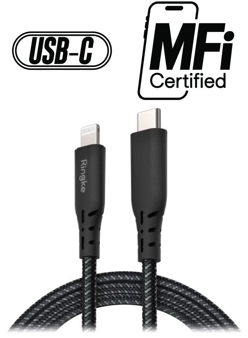 Ringke Type-C To Lightning Charging Cable Black - Image 1