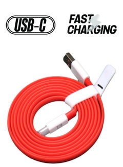 OnePlus Dash Charge Type-C Flat Charging Cable Red  - Image 1
