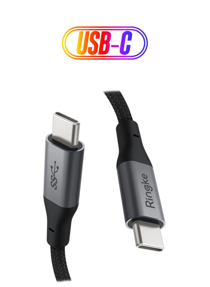 Ringke - USB Type C To C Data Sync Charging Cable Black - Image 1