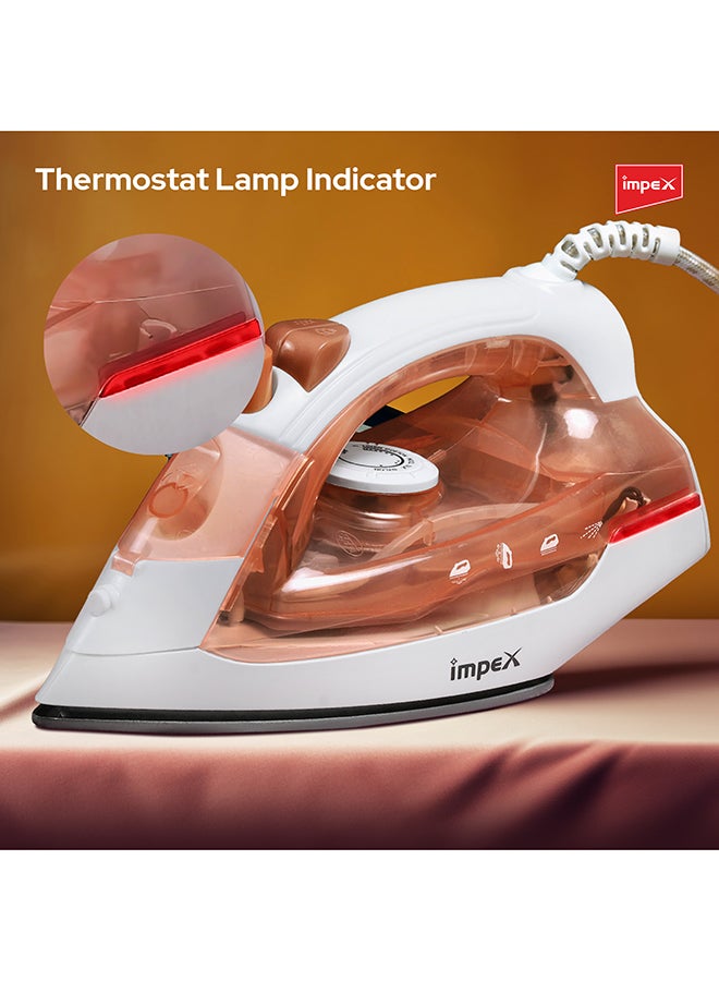Impex - Electric Steam Iron Box - Non-Stick Coated Soleplate, 360-Degree Swivel Cord, Water Spray Function, Vertical & Horizontal Steaming, Variable Steam Control, , Pilot Lamp, Five Temperature Settings 1.45 kg 1300 W IBS 401 Multicolour - Image 1