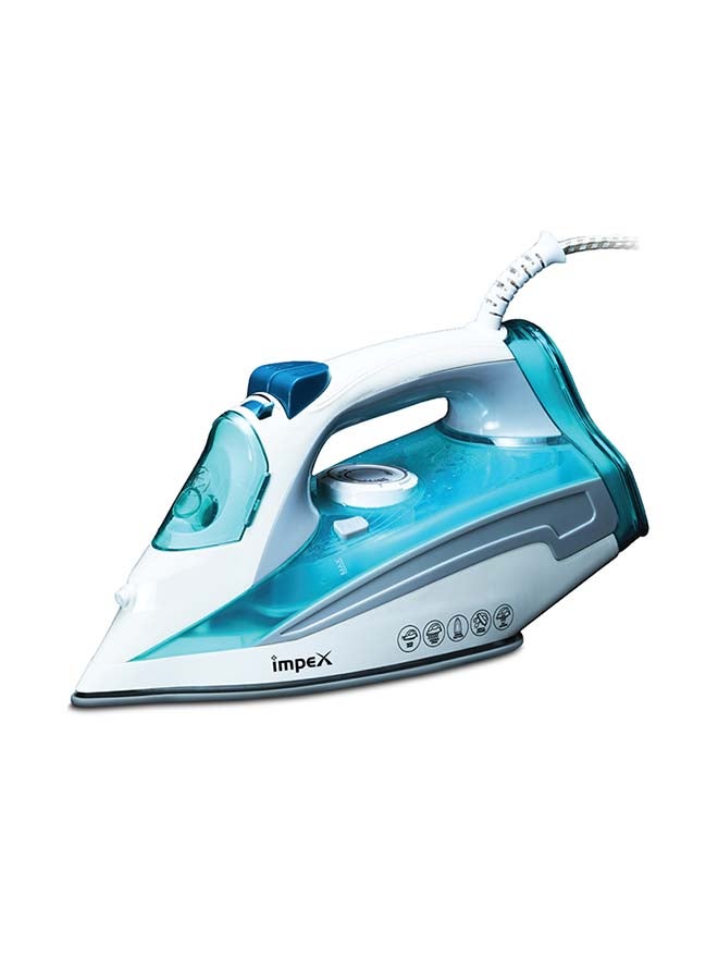 Impex - Electric Steam Iron Box with 2300W Power, Ceramic Coated Sole Plate, 5 Variable Temperature Settings, 360° Swivel Cord, Super Water Spray System, Overheat Protection 2300 W IBS 403 Blue/White - Image 1