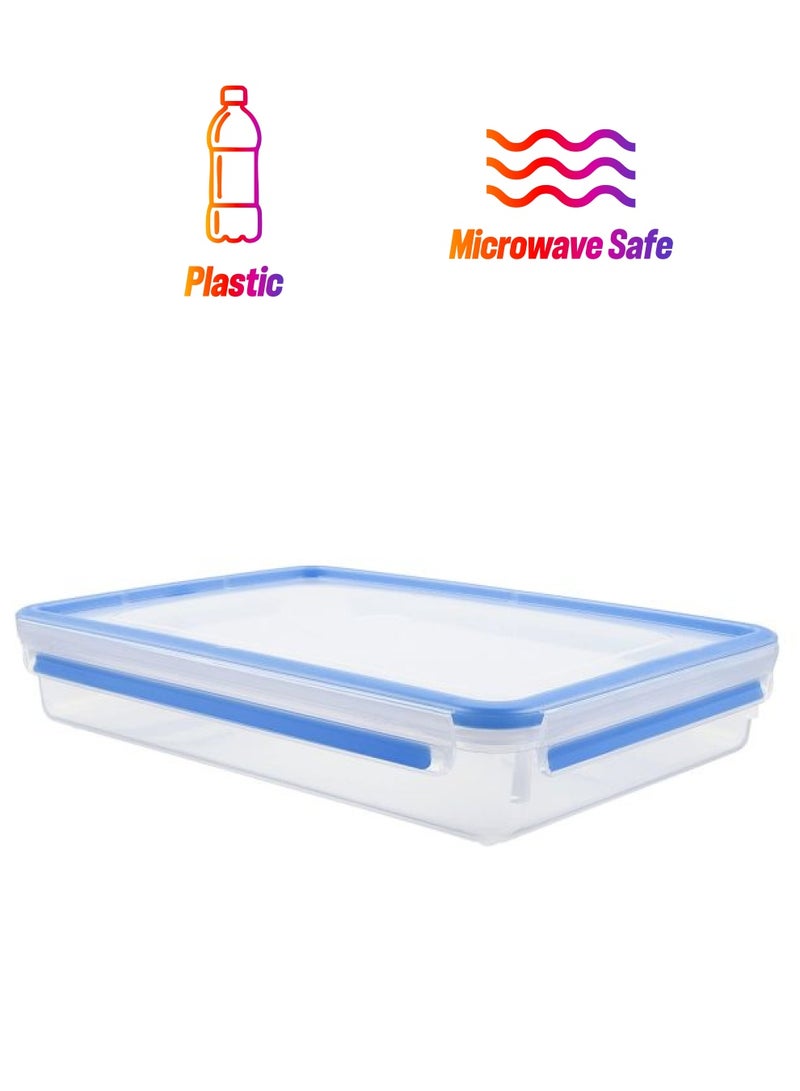 emsa Clip And Close Rectangular Food Storage Container With Lid Clear/Blue - Image 1