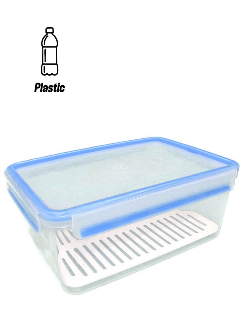 Clip And Close Box With Drip Grid Clear/Blue