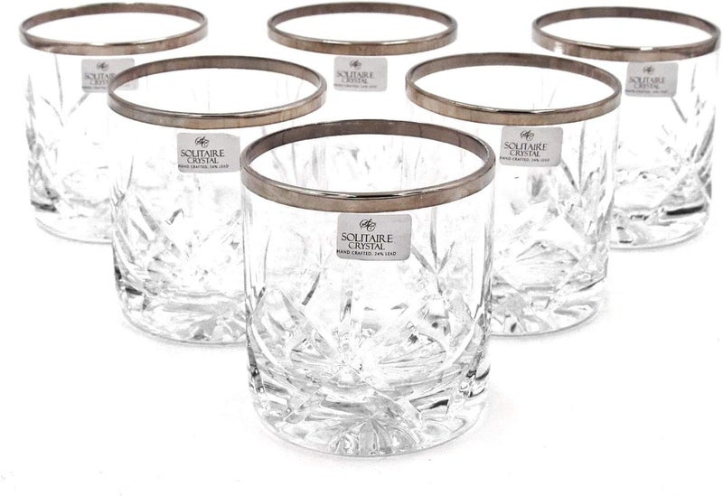 SOLITAIR 6-Piece Star Flower Crystal Tumbler Set â€“ Decorative Glassware Clear 21x28x9cm