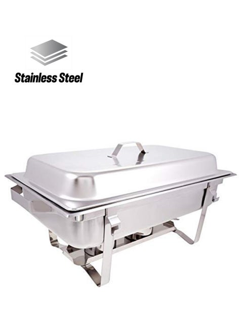 Stainless Steel Chafing Dish Single Storage Pan With Lid Silver 9Liters
