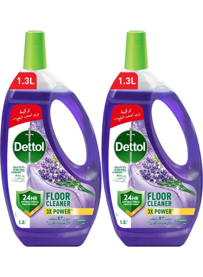 ديتول منظف الأرضيات برائحة اللافندر، مضاد للبكتيريا، عبوة من 2 - أرجواني 1.3لترات
