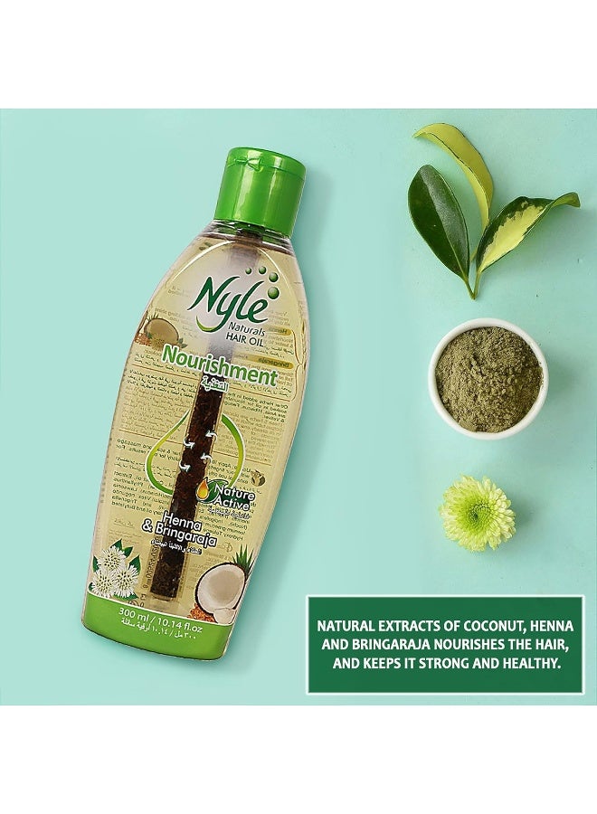 Nyle Heena And Bringgaraja Hair Oil Clear 300ml - Image 3