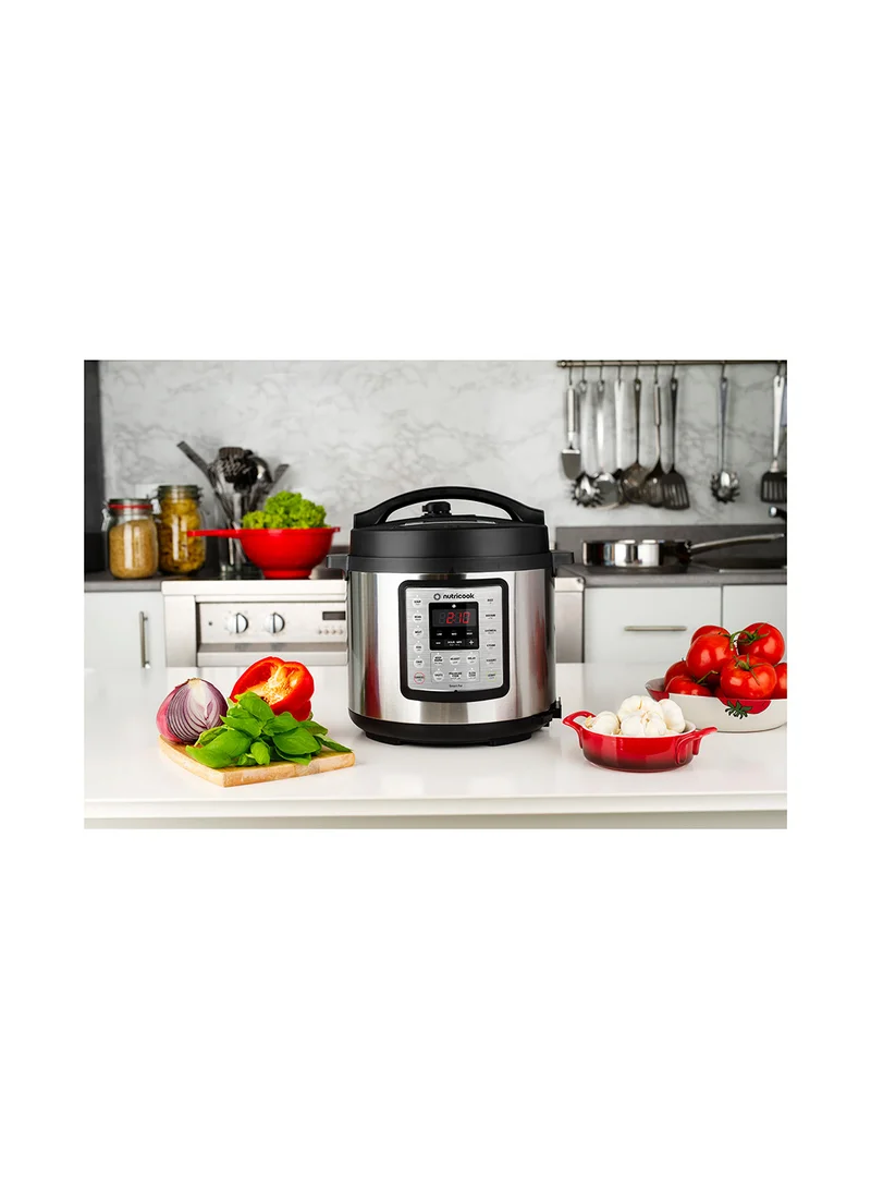 nutricook Electric Pressure Cooker, 6 Liters, Smart Pot Eko,9 In 1 Rice Cooker, Slow Cooker, Steamer, Sauté Pot, Yogurt Maker & More,14 Smart Programs, 2 Years Warranty 6 L 1000 W NC-SPEK6 Silver/Black