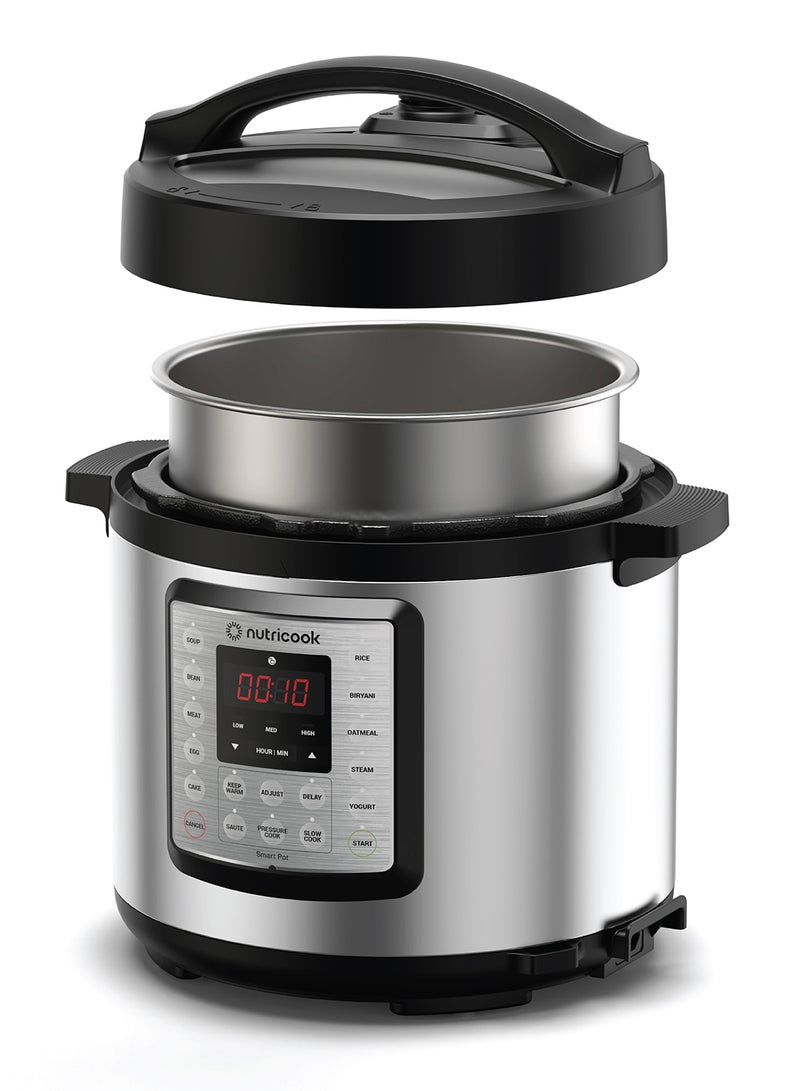 نيوتري كوك وعاء ذكي من الفولاذ المقاوم للصدأ Eko 9 في 1 طنجرة ضغط كهربائية قابلة للبرمجة الفورية، 14 برنامجًا ذكيًا، مصقول - Image 3