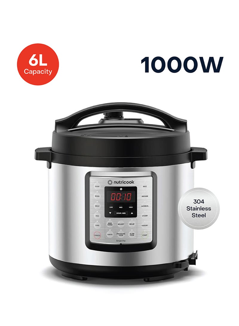 نيوتري كوك وعاء ذكي من الفولاذ المقاوم للصدأ Eko 9 في 1 طنجرة ضغط كهربائية قابلة للبرمجة الفورية، 14 برنامجًا ذكيًا، مصقول - Image 1