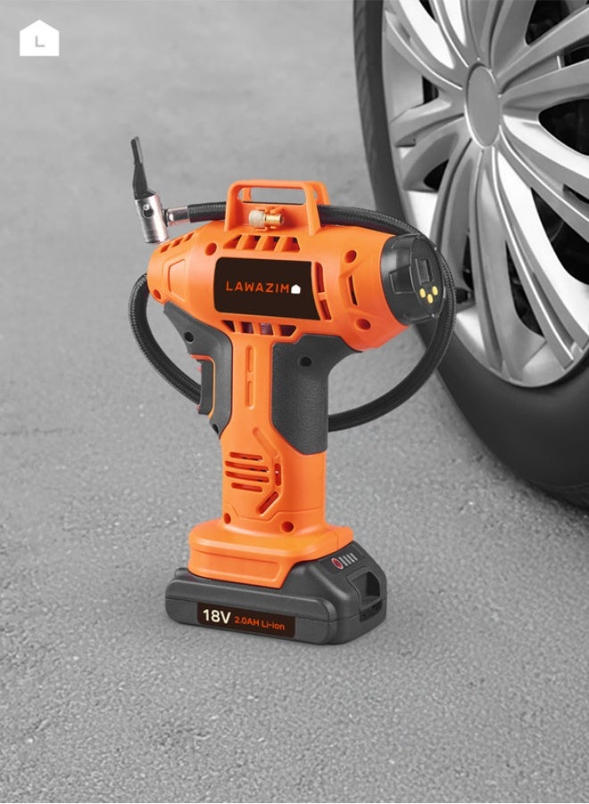 LAWAZIM Inflator Tool Lithium-Cordless 18V|Portable Handheld Air Compressor 2X Faster Inflation,Battery Electric Car Tyre Inflator, Electric Bike Pump Car Tyre Pump  - Image 2