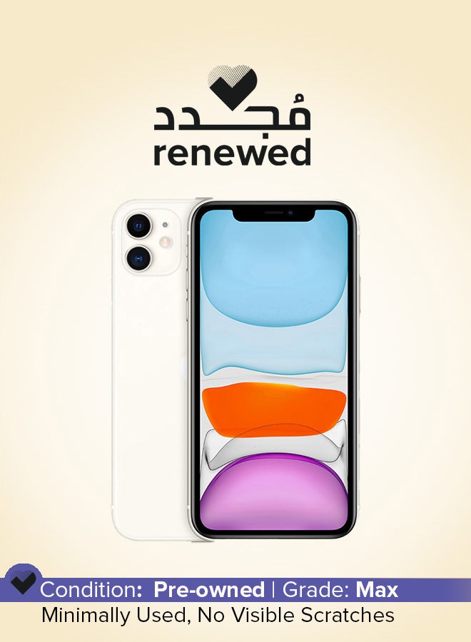 ابل  مُجدد - هاتف آيفون 11 مع تطبيق فيس تايم بذاكرة داخلية 256 جيجابايت يدعم تقنية 4G LTE النسخة العالمية بلون أبيض - Image 1
