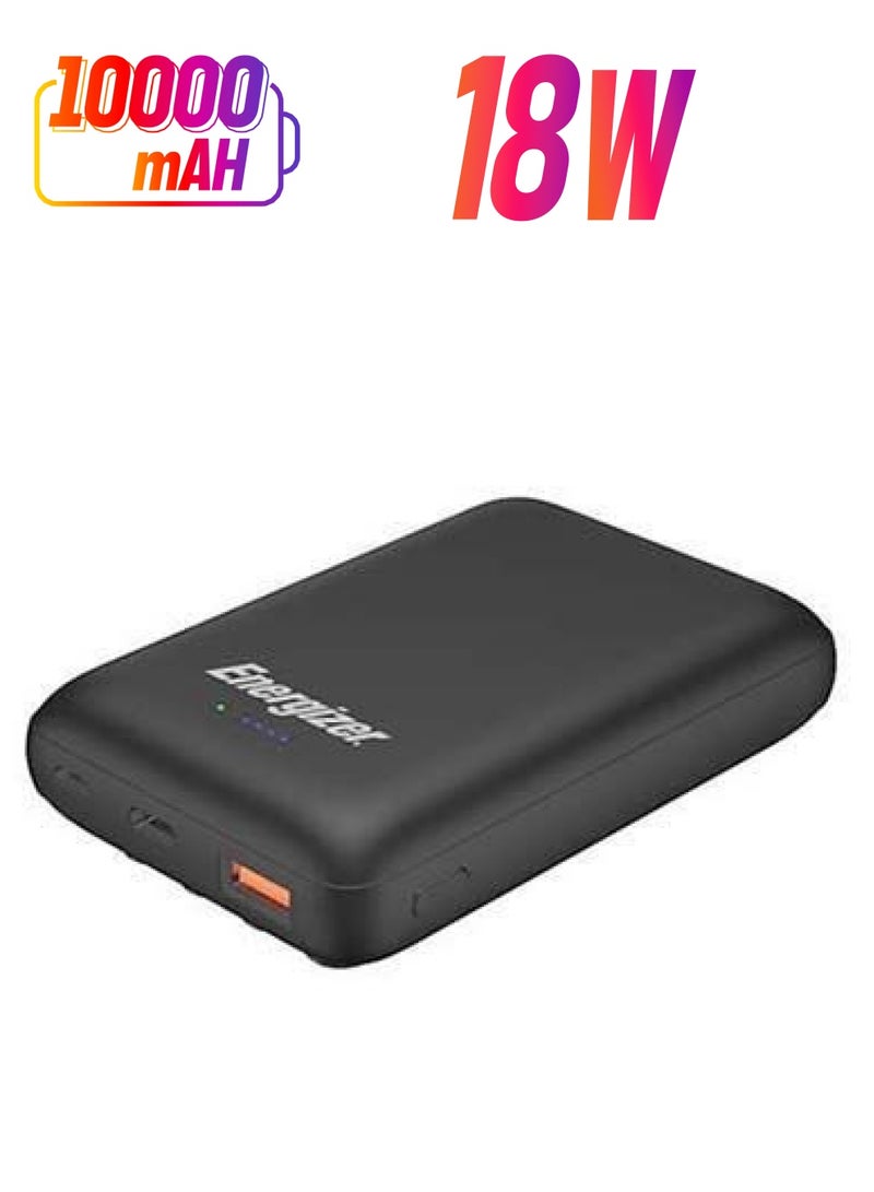 Energizer - 10000 mAh Utimate Wireless Power Bank Fast Charge With Suction Cup, USB-A Output And Power Delivery Output For IOS and Android devices, Dual Inputs - Micro USB And Type-C, 18W Black - Image 1