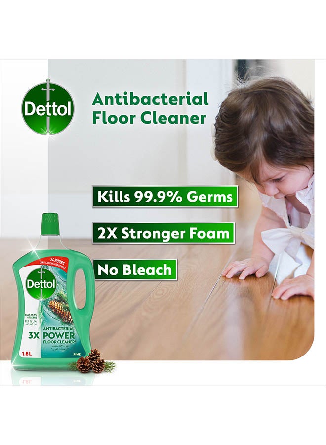 Dettol - Antibacterial Power Floor Cleaner Pine, 1.8l x 2, 20% Off Green - Image 1
