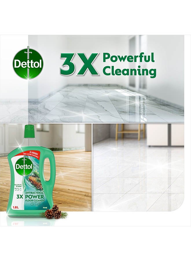 Dettol - Antibacterial Power Floor Cleaner Pine, 1.8l x 2, 20% Off Green - Image 1