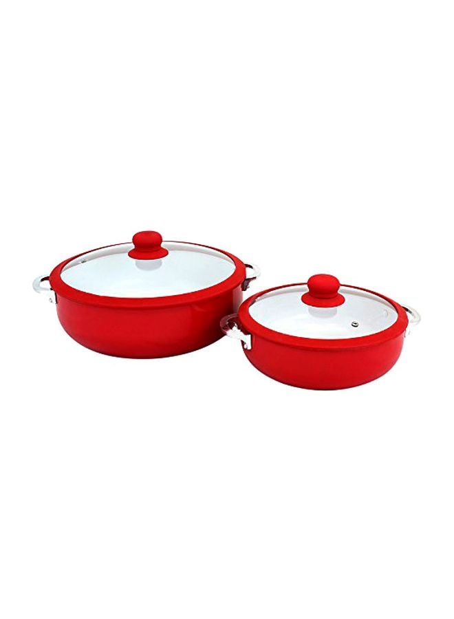 Imusa 4-Piece Non-Stick Caldero Set Red 12.2x12.2x7.3inch  - Image 1