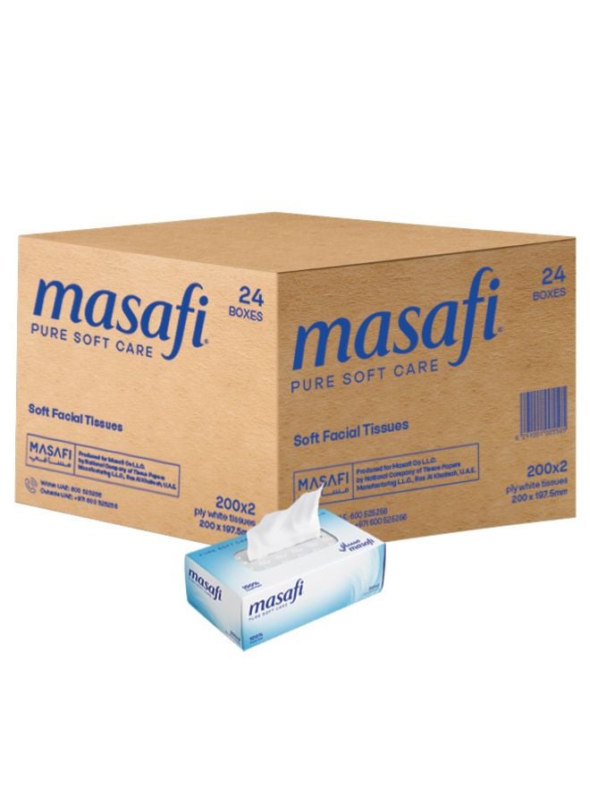 Masafi 200-Piece Double Ply Soft Tissue Pack Of 24  - Image 1