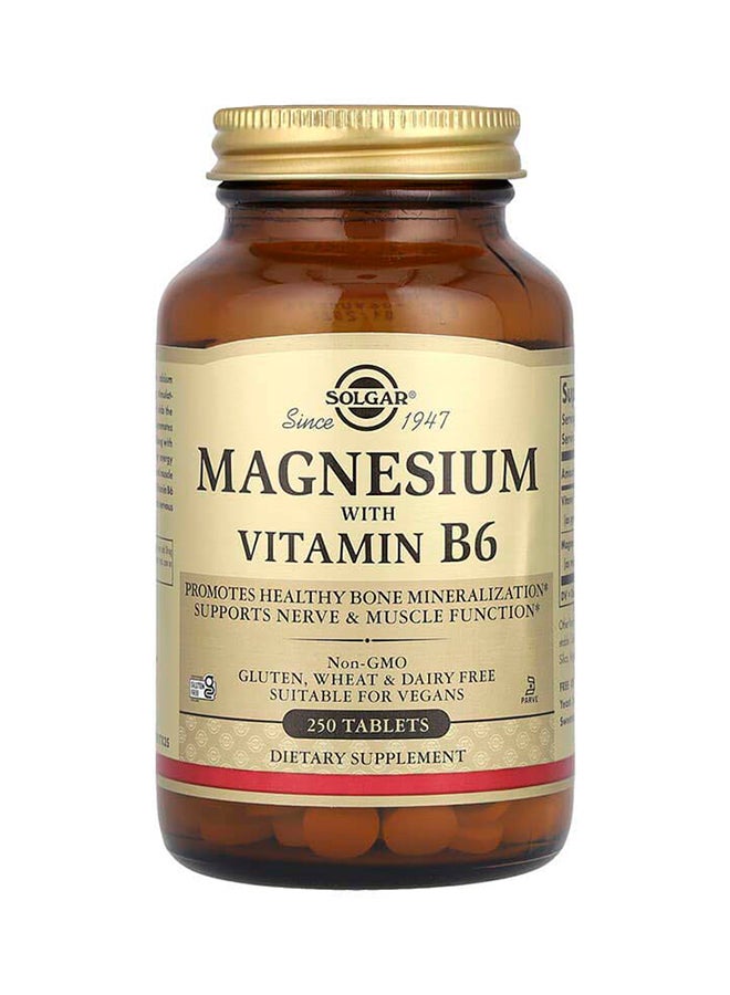 Solgar, Magnesium with Vitamin B6, 250 Tablets - Image 1