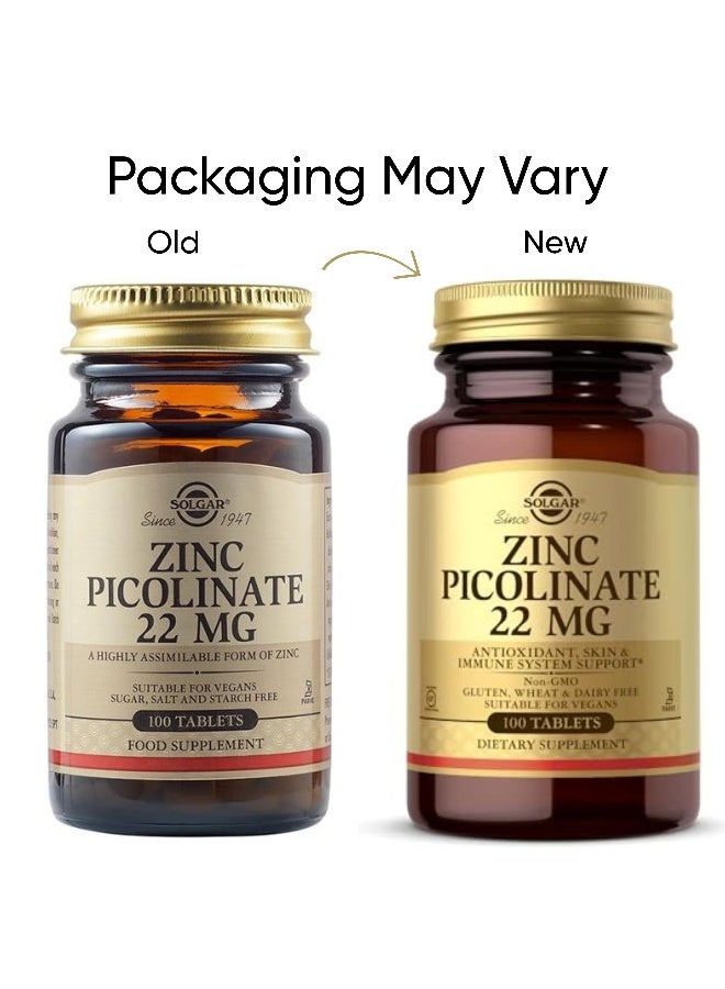 Solgar - Zinc Picolinate, 22 mg - 100 Tablets Packaging May Vary - Image 1
