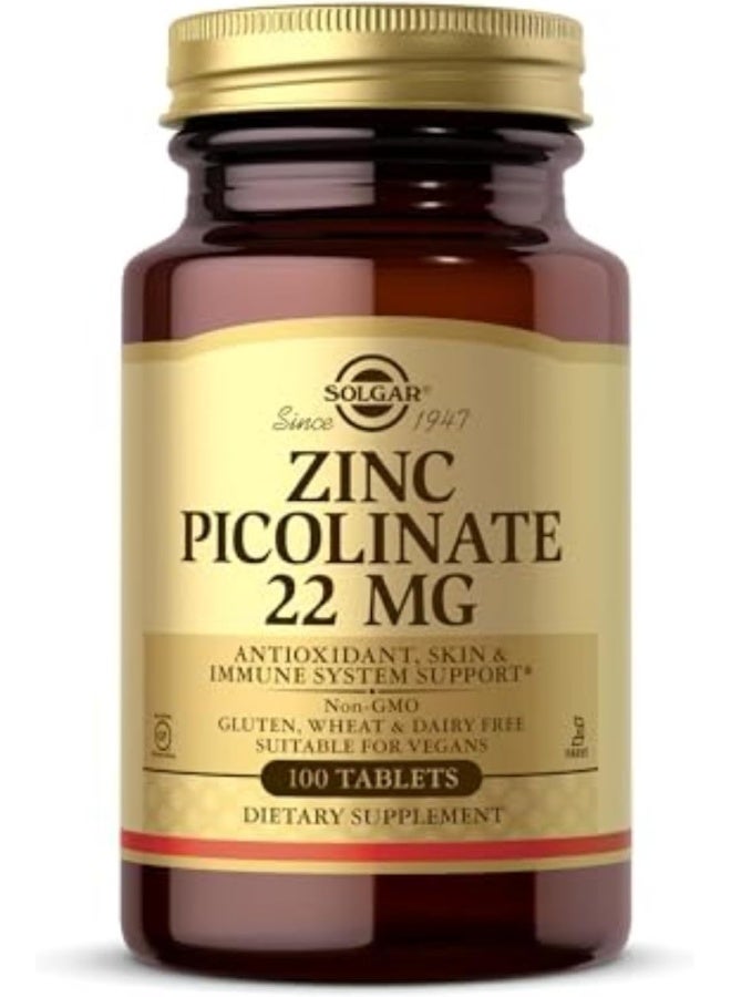 Solgar - Zinc Picolinate, 22 mg - 100 Tablets Packaging May Vary - Image 1