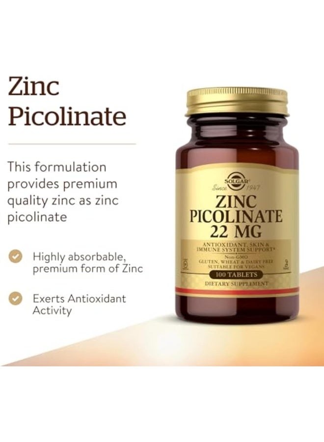 Solgar - Zinc Picolinate, 22 mg - 100 Tablets Packaging May Vary - Image 1