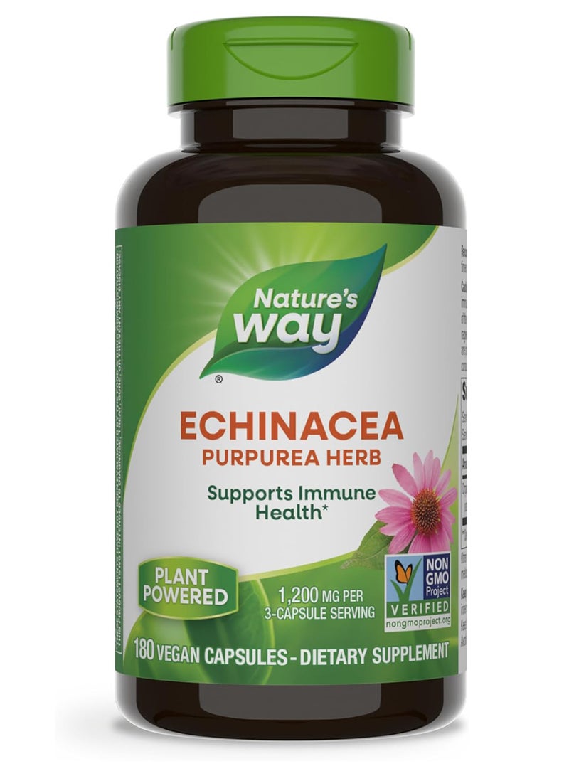 Nature's Way Echinacea Purpurea Herb, 1200 mg, 180 Vegan Capsules, Packaging may vary - Image 1