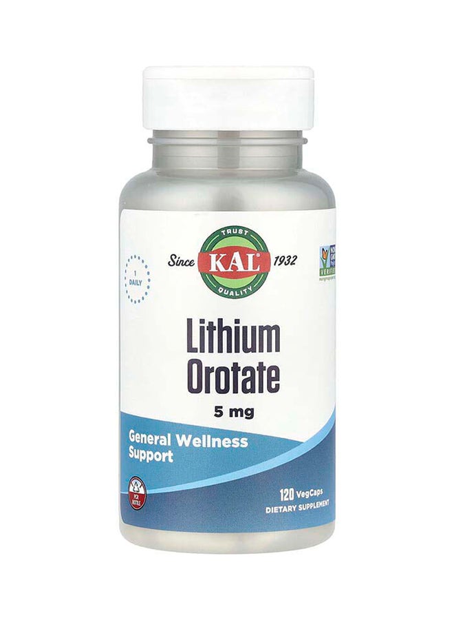 KAL, Lithium Orotate, 5 mg, 120 VegCaps - Image 1