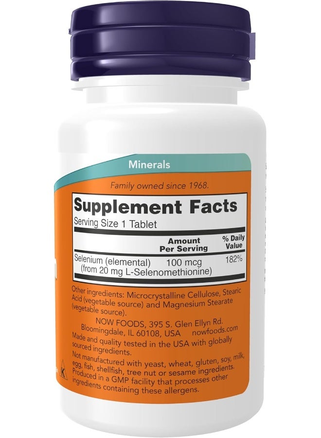 Now Foods - Selenium Essential Mineral, 100 Tablets Packaging May Vary - Image 1