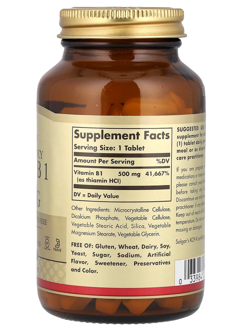 Solgar Vitamin B1, 500 mg, 100 Tablets - Image 2
