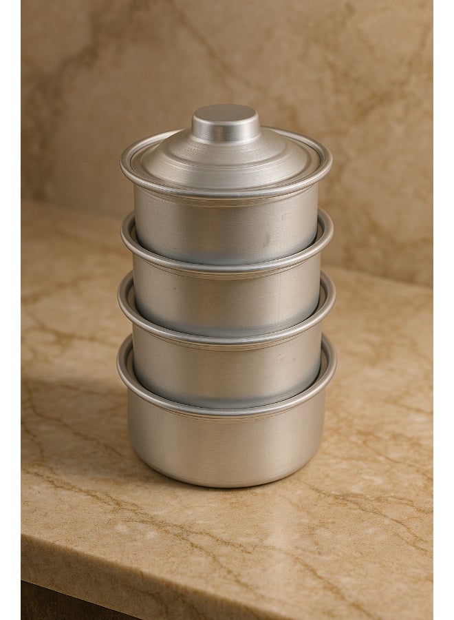 ALMUFARREJ 4-Piece Cookware Pot Silver 500ml 