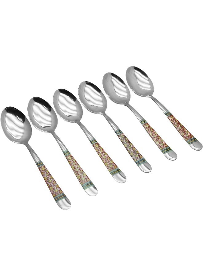 راج طقم ملاعق مكوّن من 6 قطع فضي / أحمر 20.5سم - Image 1