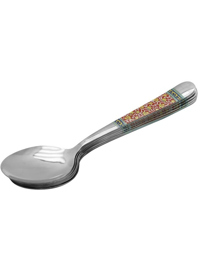 راج طقم ملاعق مكوّن من 6 قطع فضي / أحمر 20.5سم - Image 3