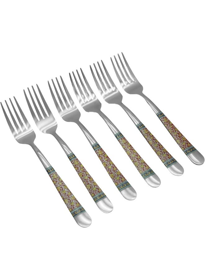 راج طقم شوك مكون من 6-قطع فضي / أحمر 20.5سم - Image 1