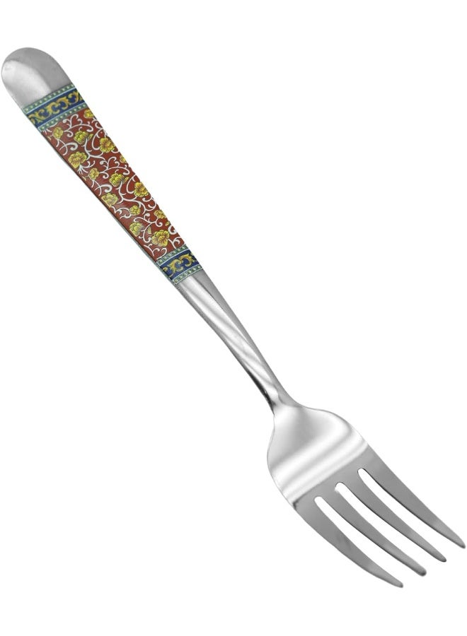 راج طقم شوك مكون من 6-قطع فضي / أحمر 20.5سم - Image 2