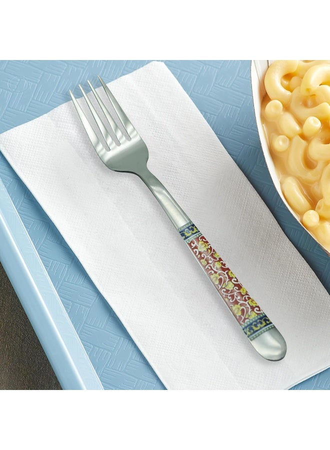 راج طقم شوك مكون من 6-قطع فضي / أحمر 15سم - Image 4