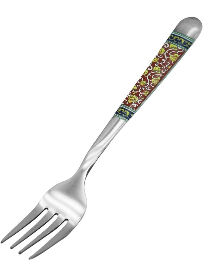 راج طقم شوك مكون من 6-قطع فضي / أحمر 15سم - Image 2