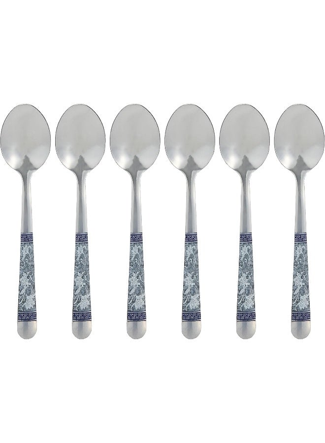 راج طقم ملاعق مكوّن من 6 قطع فضي / أزرق 15سم - Image 1